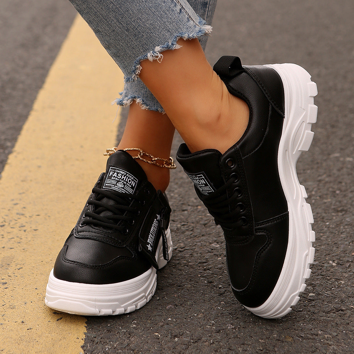 Sports Shoes With Side-Zipper For Women