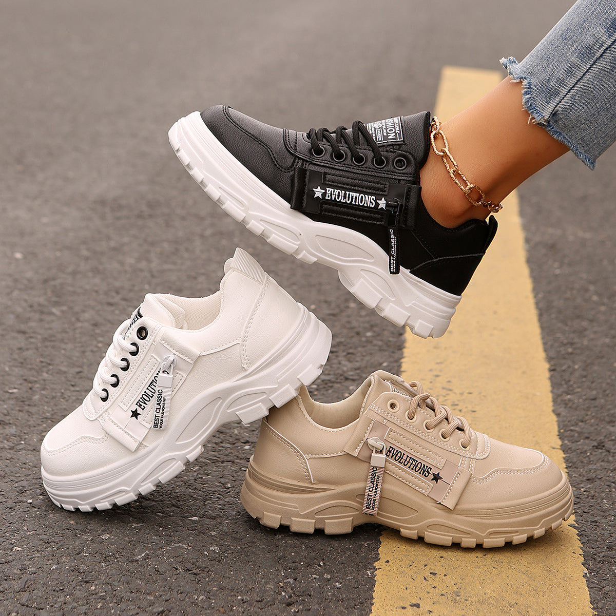 Sports Shoes With Side-Zipper For Women