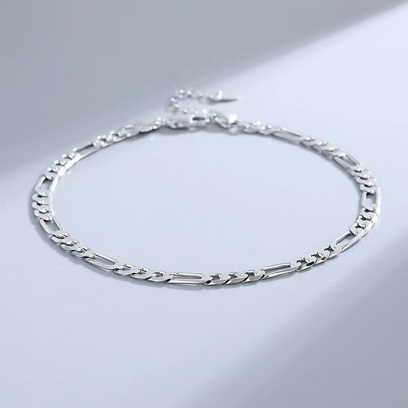 S925 Sterling Silver Anklet Figaro Bracelet