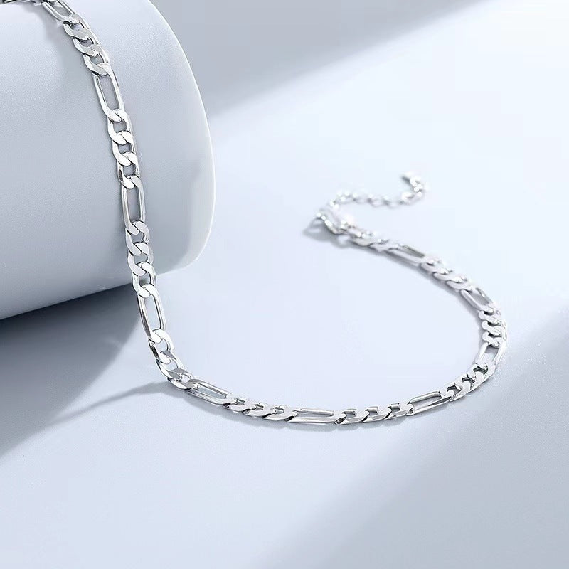 S925 Sterling Silver Anklet Figaro Bracelet