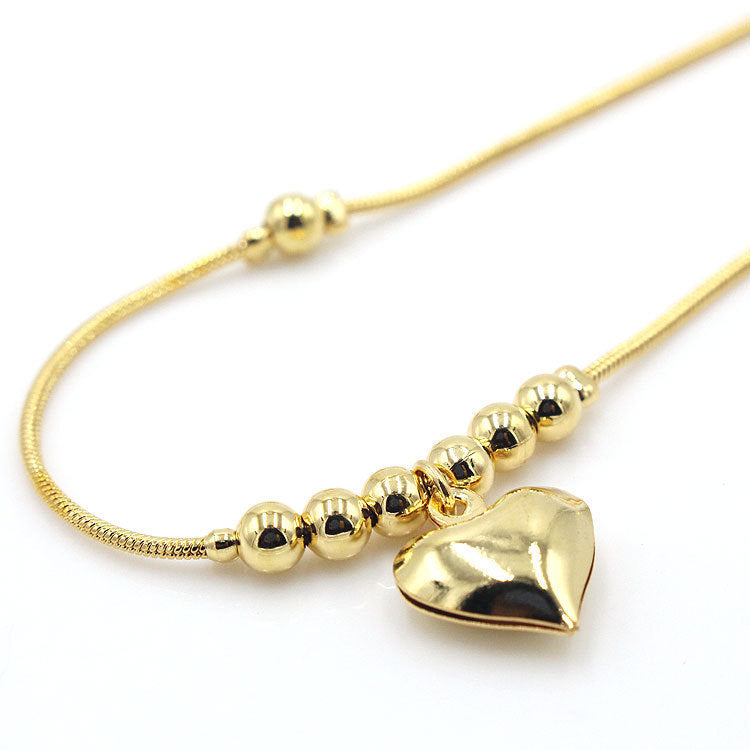 Fashionable Golden Heart Pendant Anklet