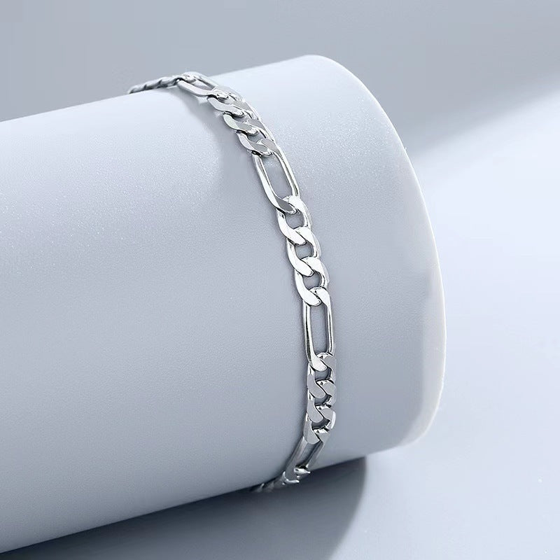S925 Sterling Silver Anklet Figaro Bracelet