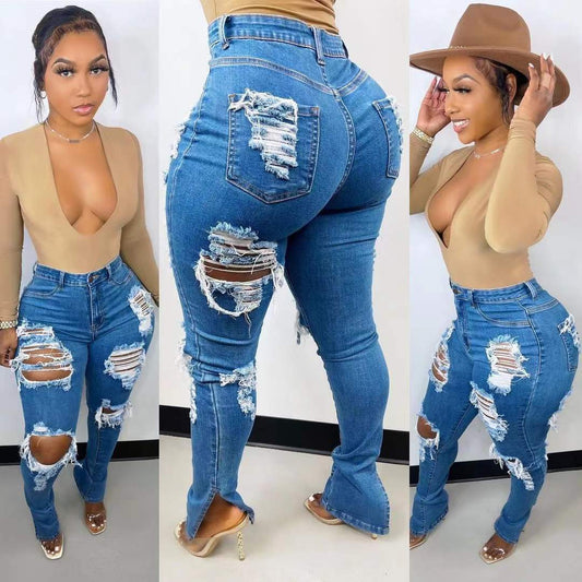 Ripped Leisure All-matching Jeans