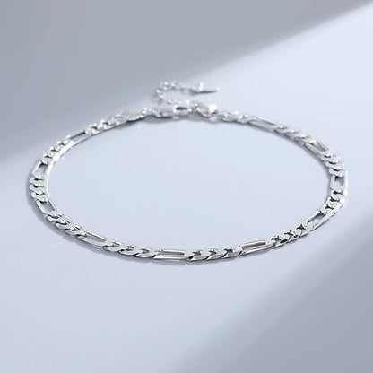 S925 Sterling Silver Anklet Figaro Bracelet