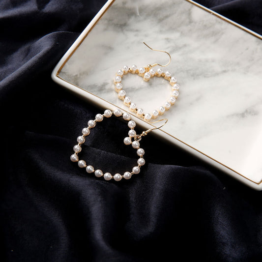 Cute Heart Pearl Earrings